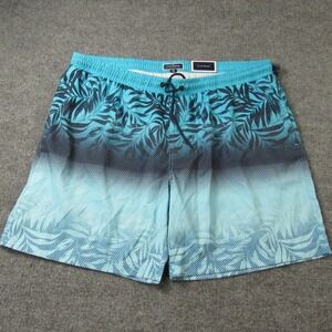 Club Room Swim Trunks Shorts Blue Floral Print XXL Polyester Mesh Lined